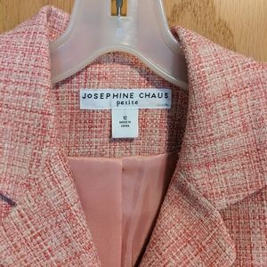 Josephine Chaus suit, pink tweed-like fabric, Size 12 petite